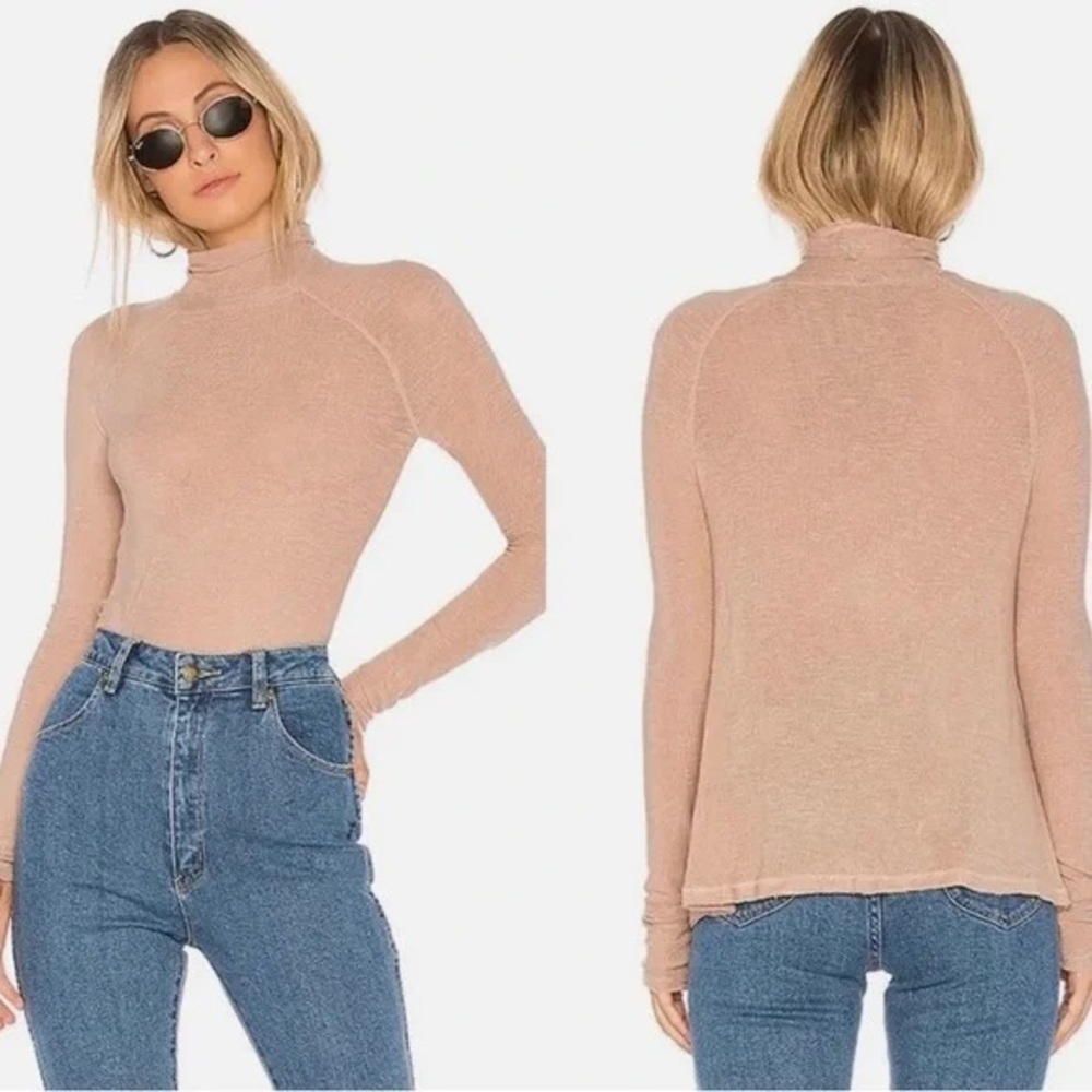 Free People Blush Pink‎ Long Sleeve Mock Neck Top Small